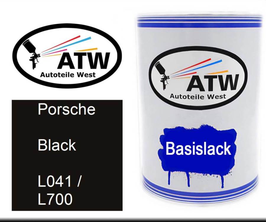 Porsche, Black, L041 / L700: 500ml Lackdose, von ATW Autoteile West.
